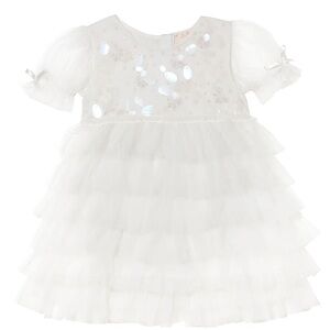 New with Tags Tutu Du Monde Bébé Lucky Charm white beaded Tulle Dress Baby Girls